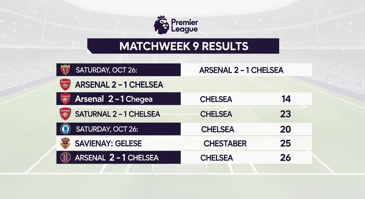 Hasil Lengkap Pekan ke-9 Premier League